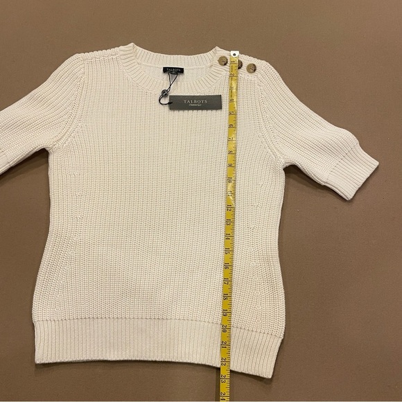 Talbots Short Sleeve Sweater With Button Detail on Shoulder New W Tag Size MP - Picture 9 of 9